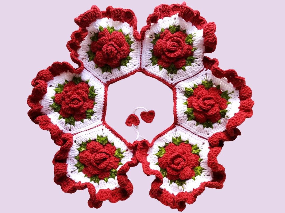 薔薇モチーフヘッドドレス＆つけ襟・レッド2点セット