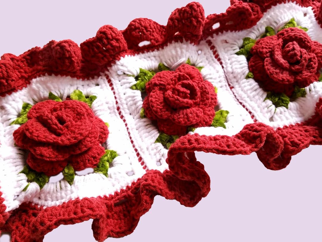 薔薇モチーフヘッドドレス＆つけ襟・レッド2点セット