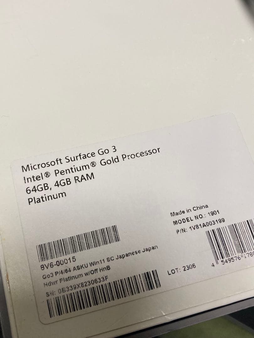 Microsoft Surface Go3 タブレット 充電器付き