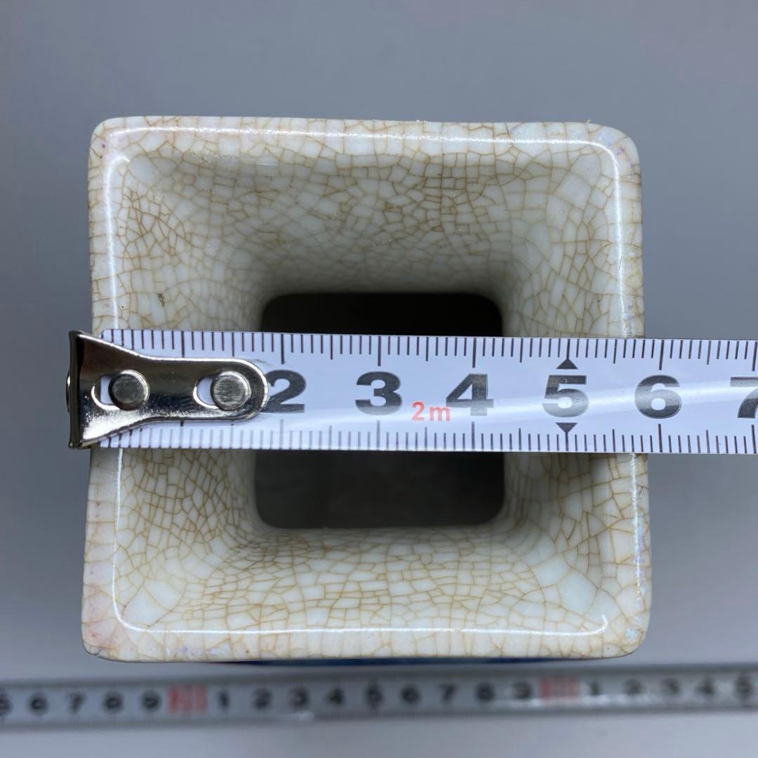 中国古窯 辰砂角瓶 H7.5cm 東キ7-1206☆2F タトオ