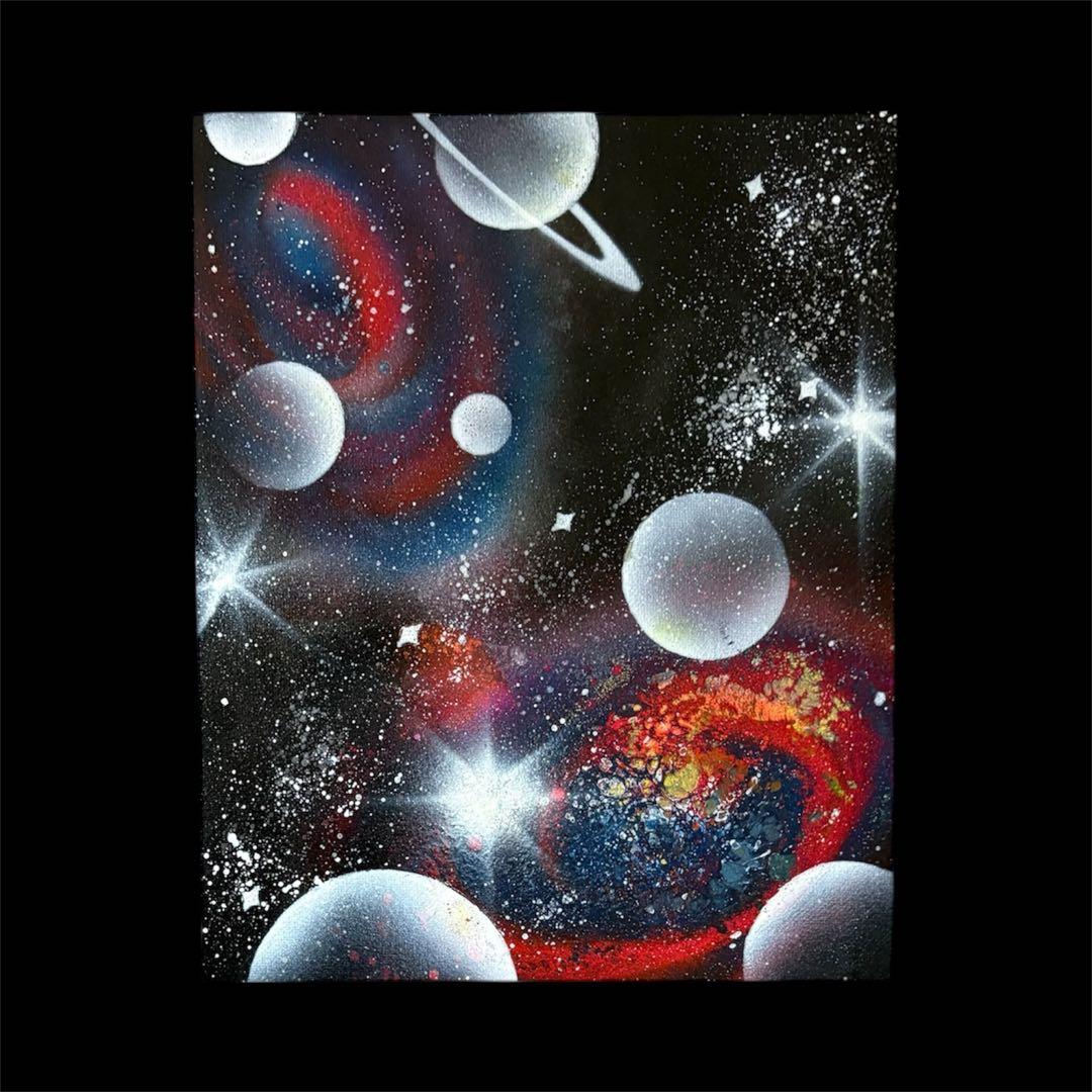 ㊗︎【400】スプレーアート　宇宙　銀河　惑星　土星　２つの小宇宙　インテリア　絵