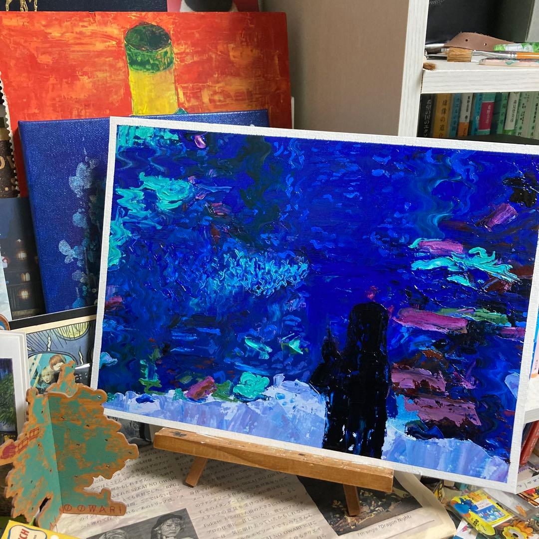 油絵　水族館
