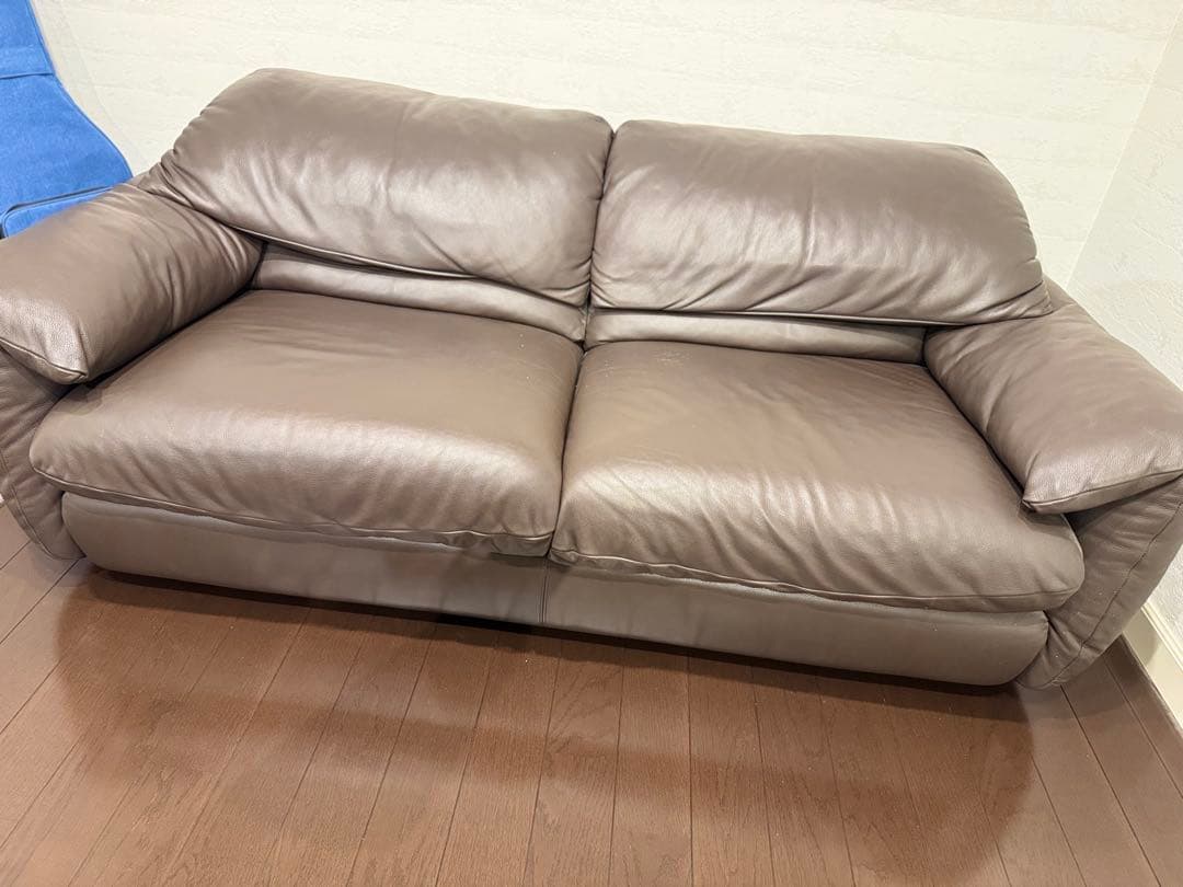 ブラウンレザー 2人掛けソファ最高級 HUKLA牛本革 ラブソファ 2人掛け