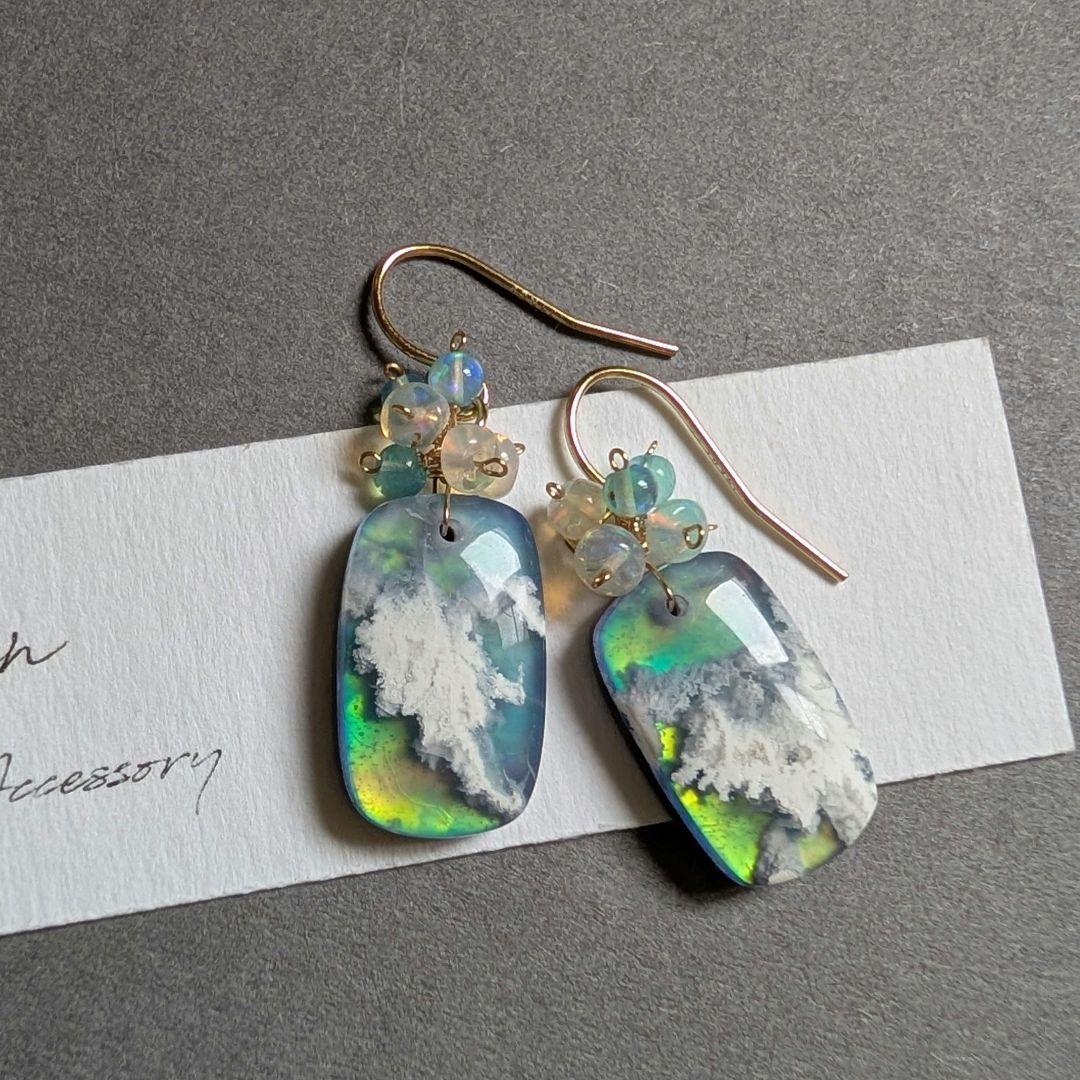 ツナギ様 1点物✧︎レッドプルームアゲート ピアス