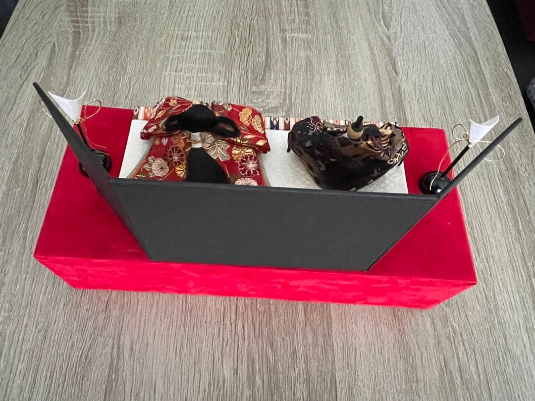 超コンパクト　卓上　ひな飾り　引き出し型収納ケース付き