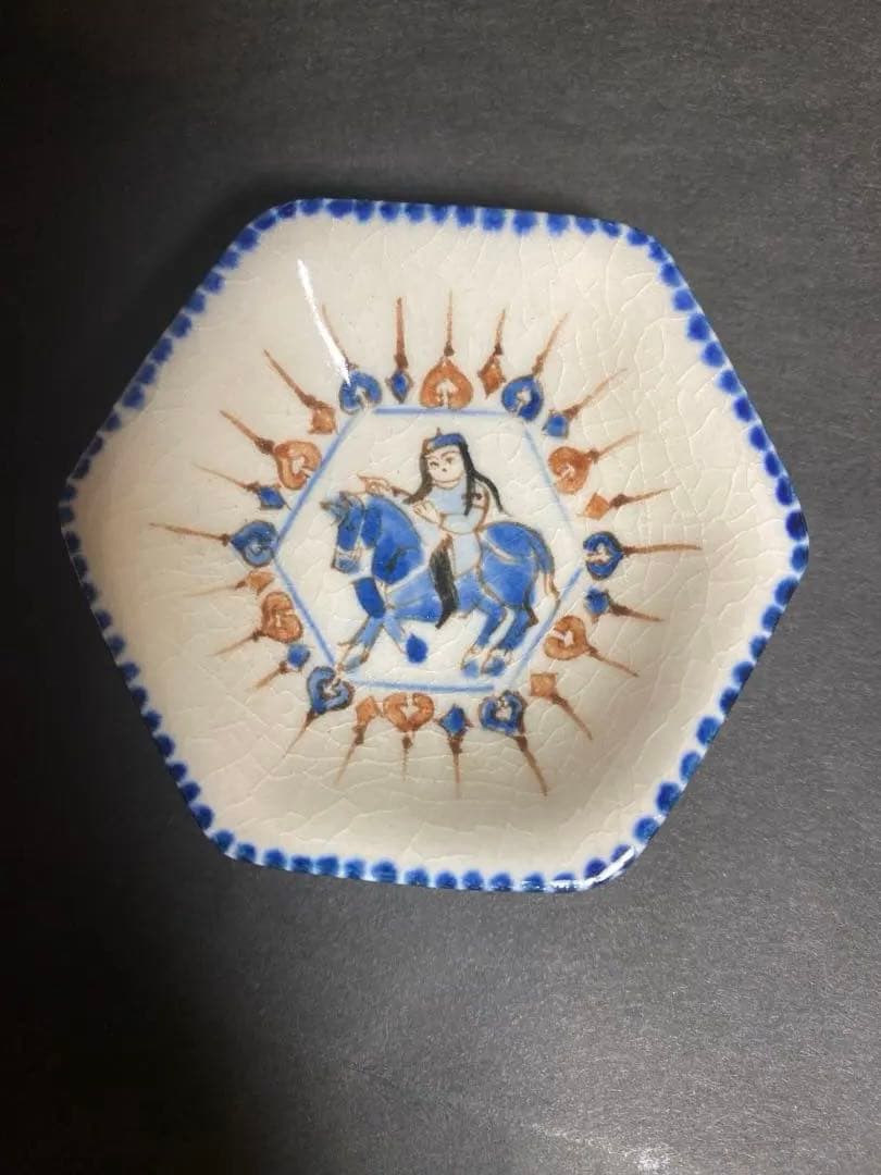 升たか 色絵百鹿紋 ポット小 ペルシャ柄小皿付