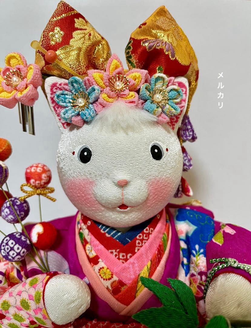 【ねこの創作人形】ちりめん細工　縮緬細工　招き猫　まねき猫　和風猫　七夕飾り