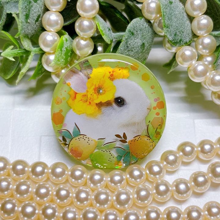 ぼたもち様お取置きです。レジンヘアゴム 花かんむりのうさぎちゃんNo.512