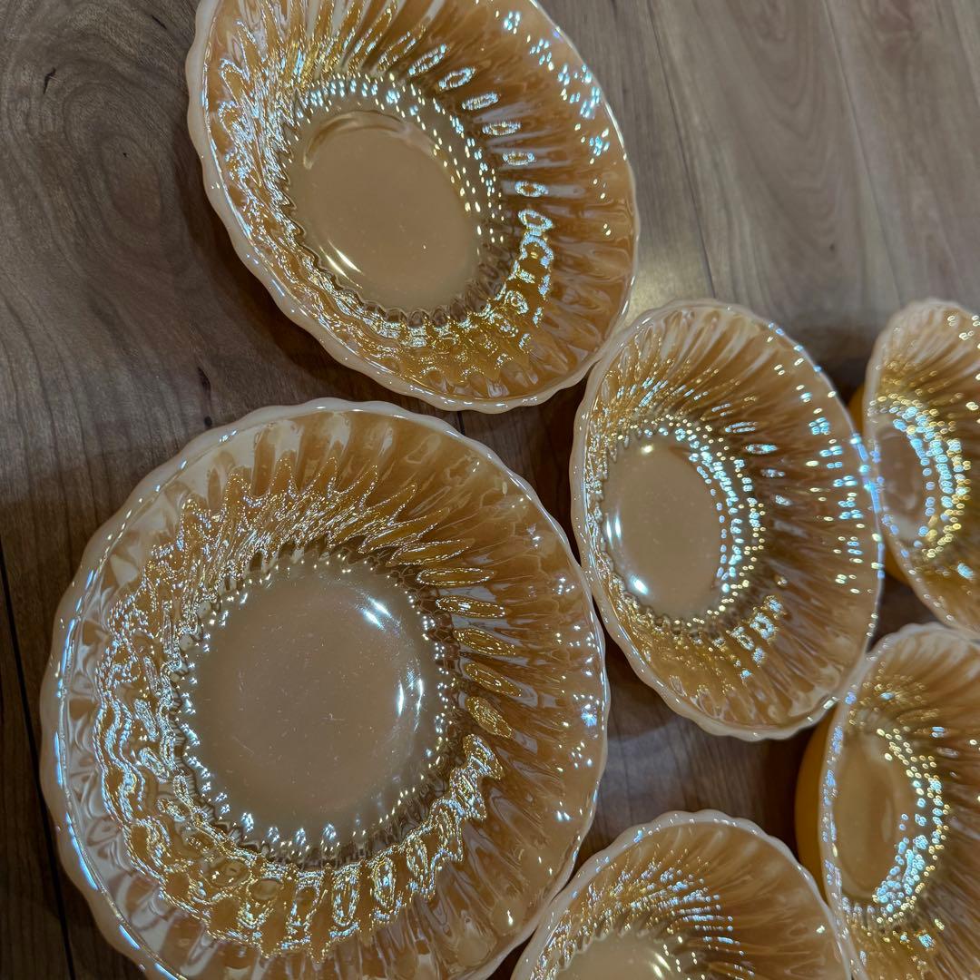 ファイヤーキング FIRE KING ピーチラスター シェル 深皿 6皿セット