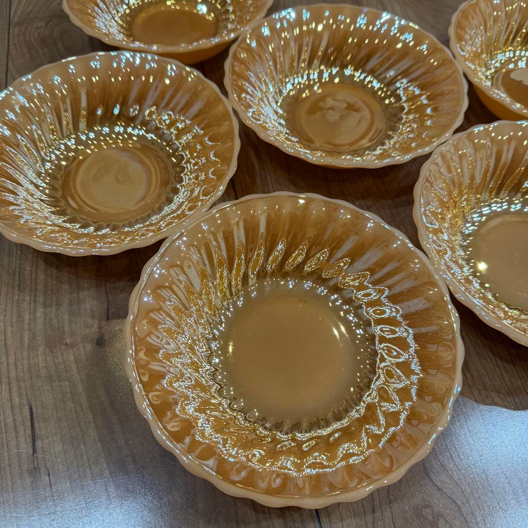 ファイヤーキング FIRE KING ピーチラスター シェル 深皿 6皿セット