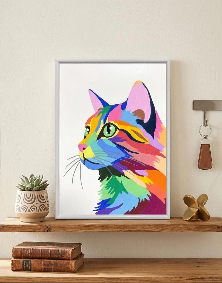 猫 原画 アクリル画 インテリアアート「猫2026-3」