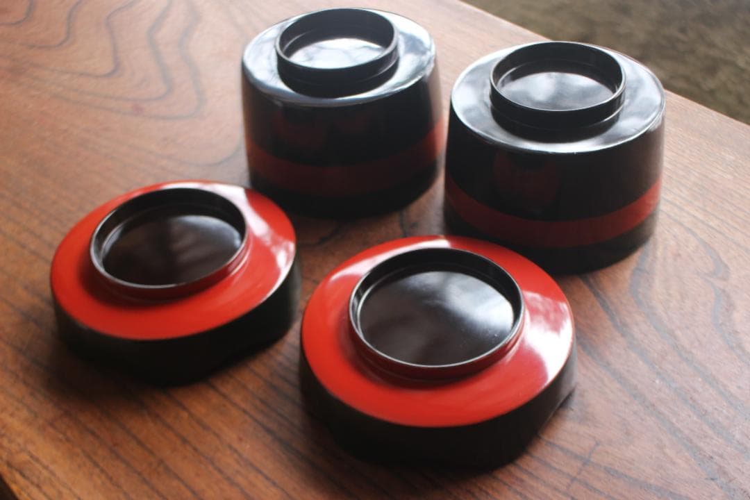 時代逸品！石州好み？のモダンデザイン大椀2点（検輪島塗漆器蒔茶道具懐石椀煮物椀