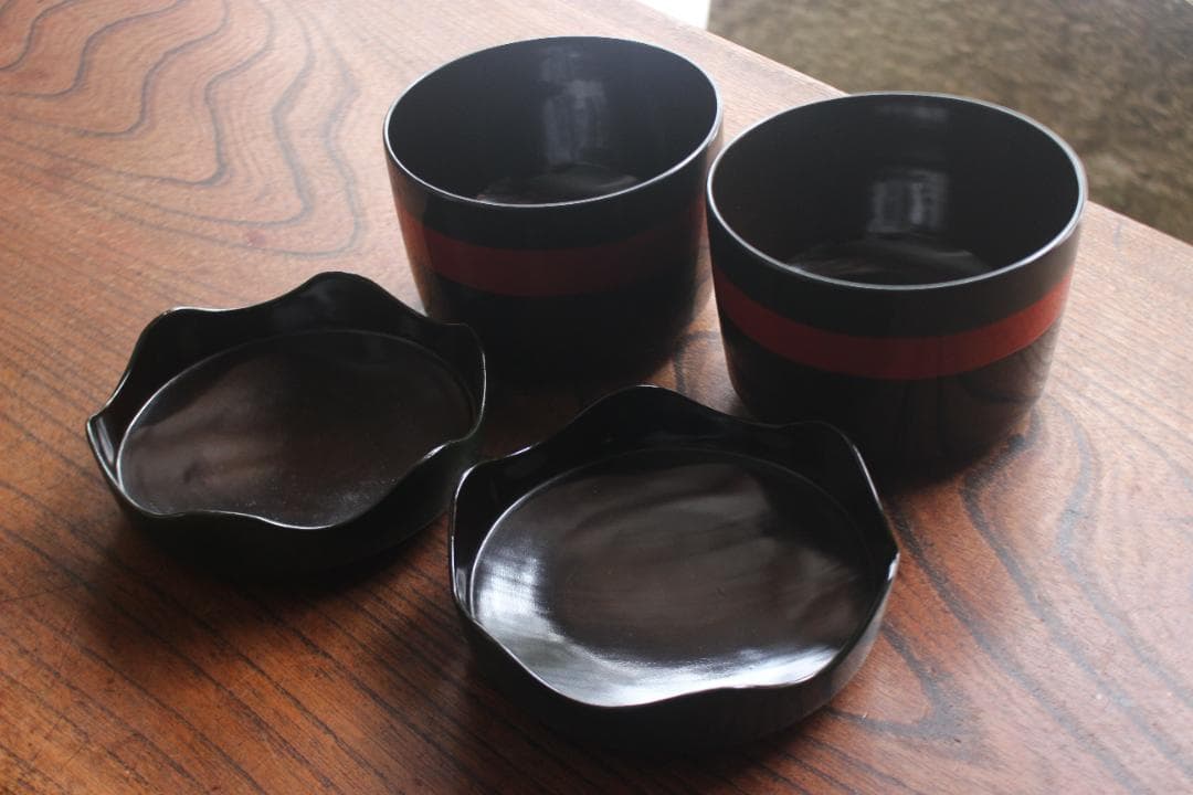 時代逸品！石州好み？のモダンデザイン大椀2点（検輪島塗漆器蒔茶道具懐石椀煮物椀