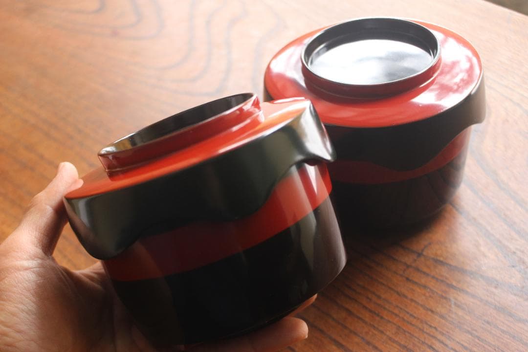 時代逸品！石州好み？のモダンデザイン大椀2点（検輪島塗漆器蒔茶道具懐石椀煮物椀