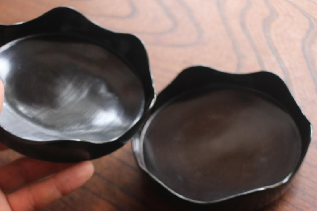 時代逸品！石州好み？のモダンデザイン大椀2点（検輪島塗漆器蒔茶道具懐石椀煮物椀