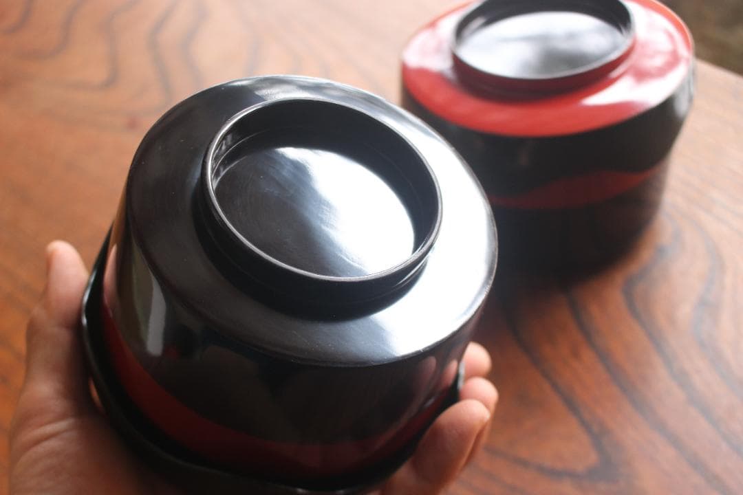 時代逸品！石州好み？のモダンデザイン大椀2点（検輪島塗漆器蒔茶道具懐石椀煮物椀