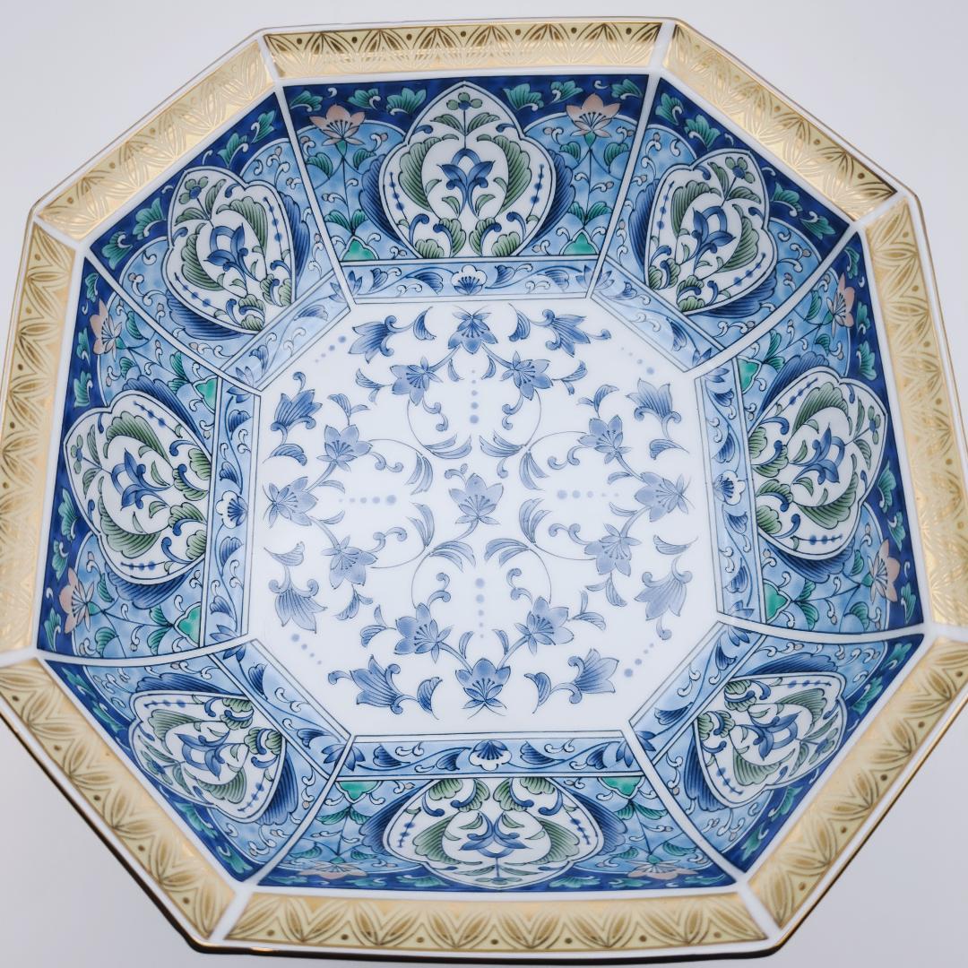 三洋陶器 龍峰窯 林斎 金彩七宝 八角菓子鉢 古伊万里様式 和食器