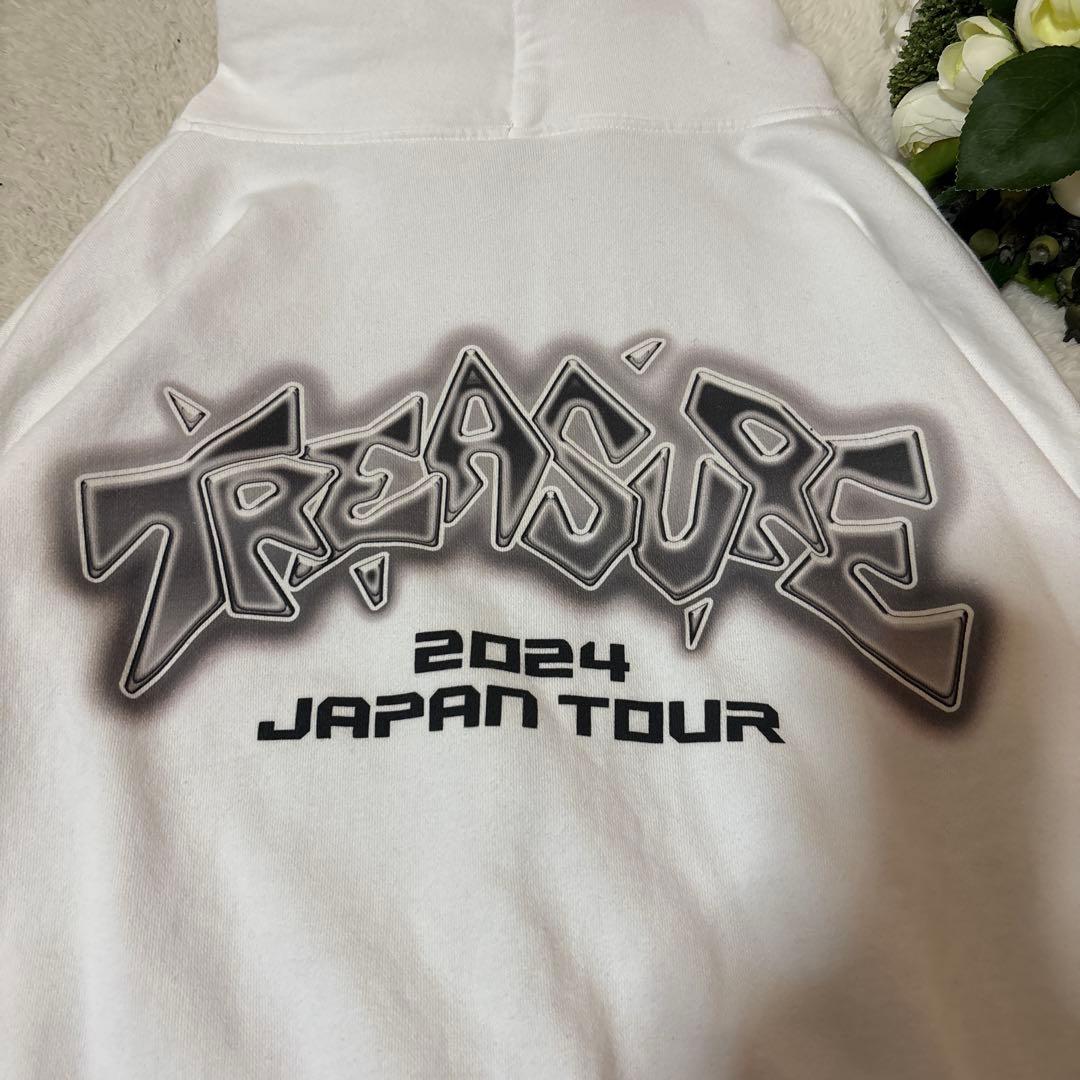 TREASURE REBOOT ホワイト ジップアップ フーディー パーカー