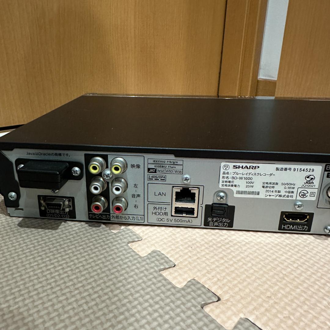概ね美品 SHARP BD-W1600 ブルーレイレコーダー TB フルセット