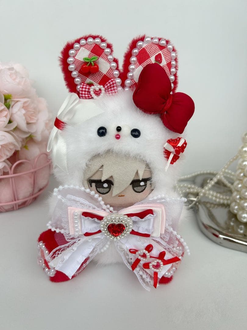 ぬい服 10cm ちびぐるみ おすわり うさぎ 着せ替え服 2着セット