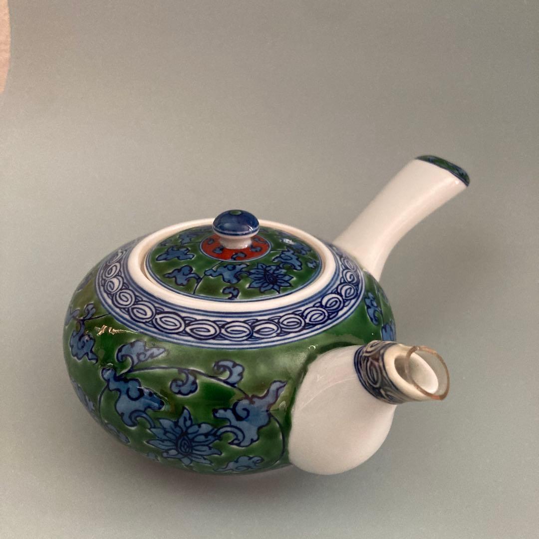 有田焼　源右衛門窯　緑彩唐草急須 （小茶器揃のバラ売）