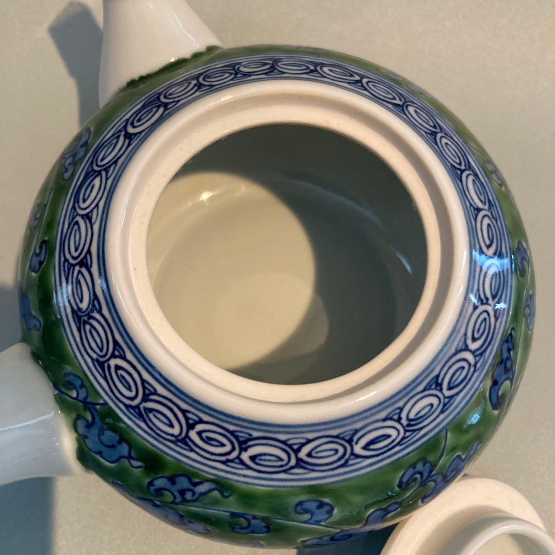 有田焼　源右衛門窯　緑彩唐草急須 （小茶器揃のバラ売）