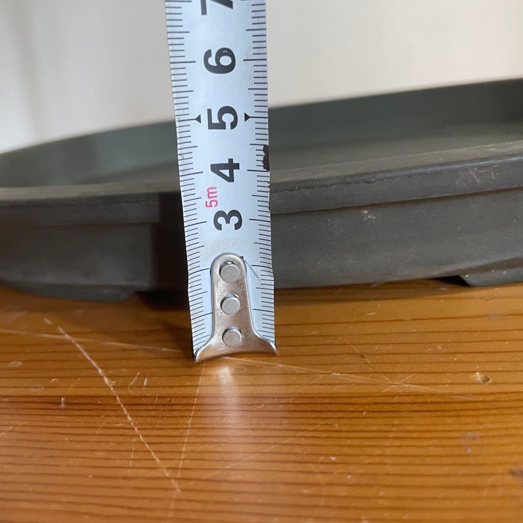 《盆栽鉢》緑泥 小判 楕円 在落款【陶春】　二鉢セット