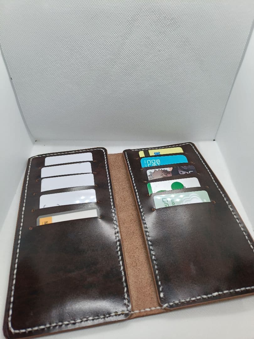 ヌメ革 長財布 新品 カード最大20枚　大容量　本革　手縫い　一点物