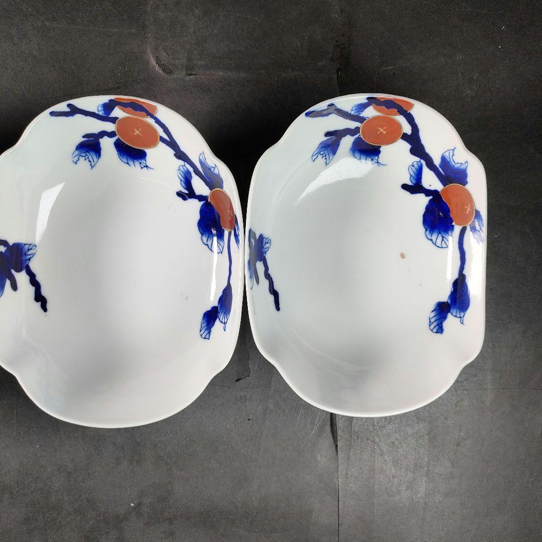 C9-3/広山窯/染錦柿文様小鉢21客/向付/和食器/懐石料理/懐石道具