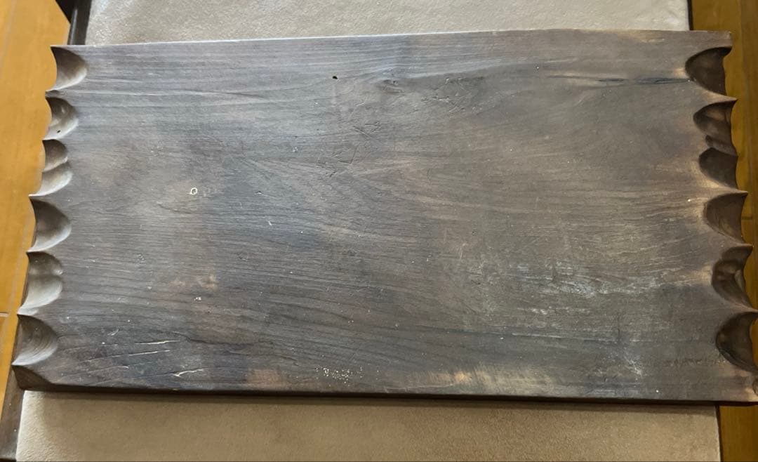 昭和レトロ 骨董 一刀彫 熊 木製クマと魚のアイヌ彫刻 約40cm