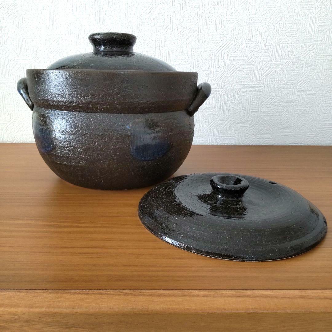 萬古焼 彩釉 炊飯4合 土鍋 利行窯