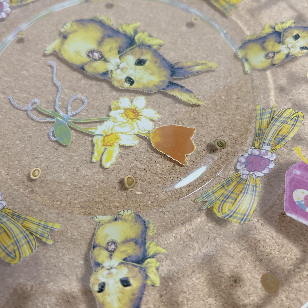 yukiemon ユキエモン　コラージュアートプレート　おいのりうさちゃん