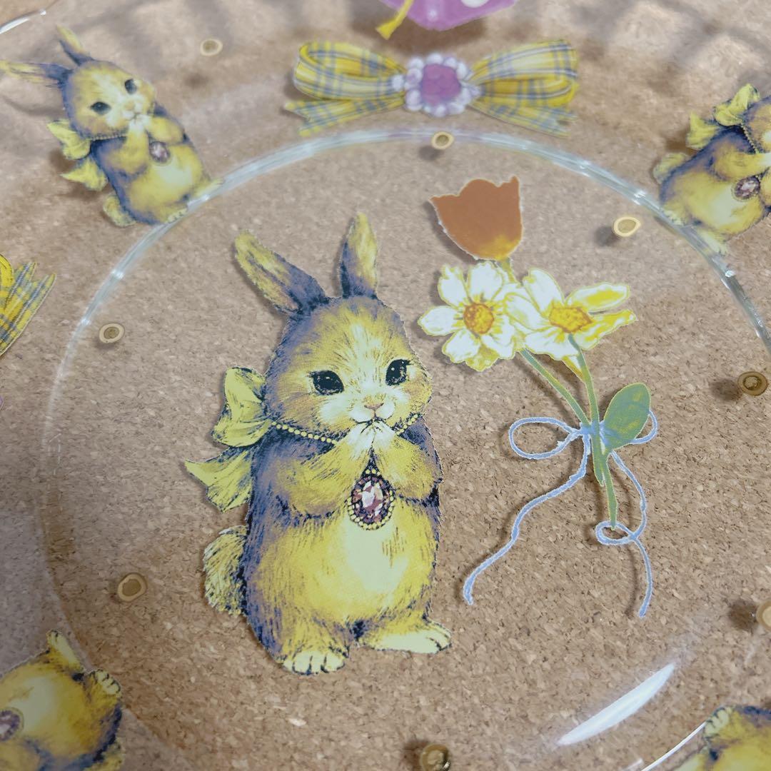 yukiemon ユキエモン　コラージュアートプレート　おいのりうさちゃん