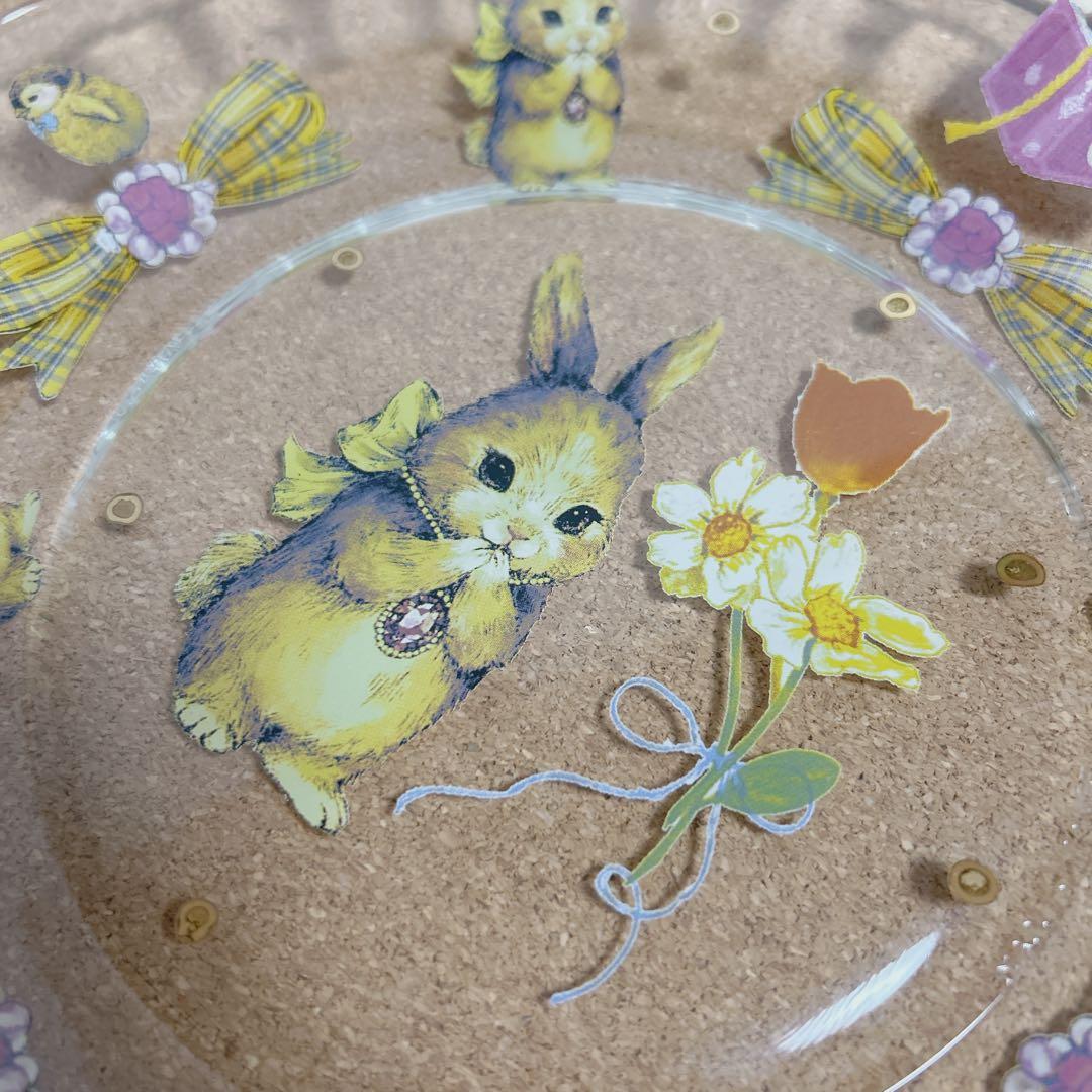 yukiemon ユキエモン　コラージュアートプレート　おいのりうさちゃん