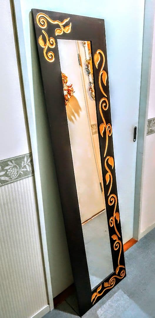 エスニック風　アンティーク　スタンドミラー 全身鏡 クラシック　ヴィンテージ