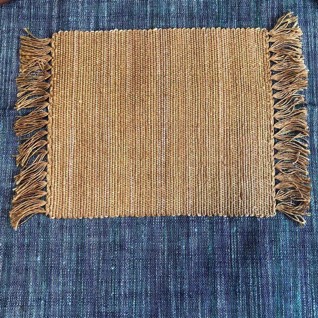 家庭画報掲載陶芸家作　信楽焼焼き締めカトラリーレスト3本セット　ウコン染絹敷物