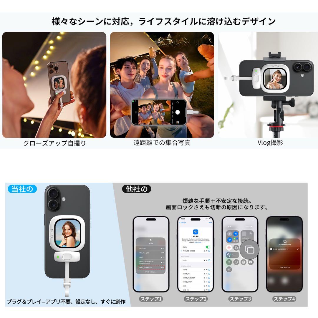 Vlogmate Mini Phone用 自撮りモニター 自撮りスクリーン 背面