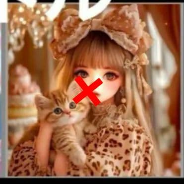 激レアねこと女の子、ねこ耳パネル生地　ハンドメイド