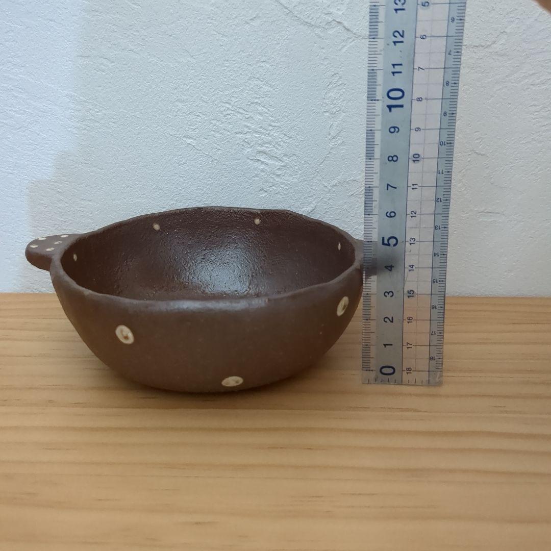 【希少】中村佳菜子 さん　ドット柄　取っ手付き 小鉢　黒　茶　4個セット