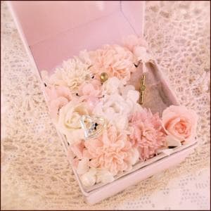 プリザーブドフラワーオルゴールボックス ホワイトピンク コブクロ 桜