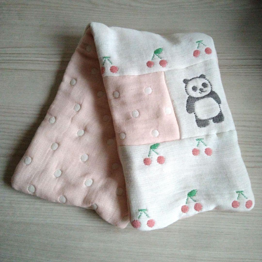 チェリー①ドット パンダ fuwara ミニフェイスタオル 12重ガーゼ