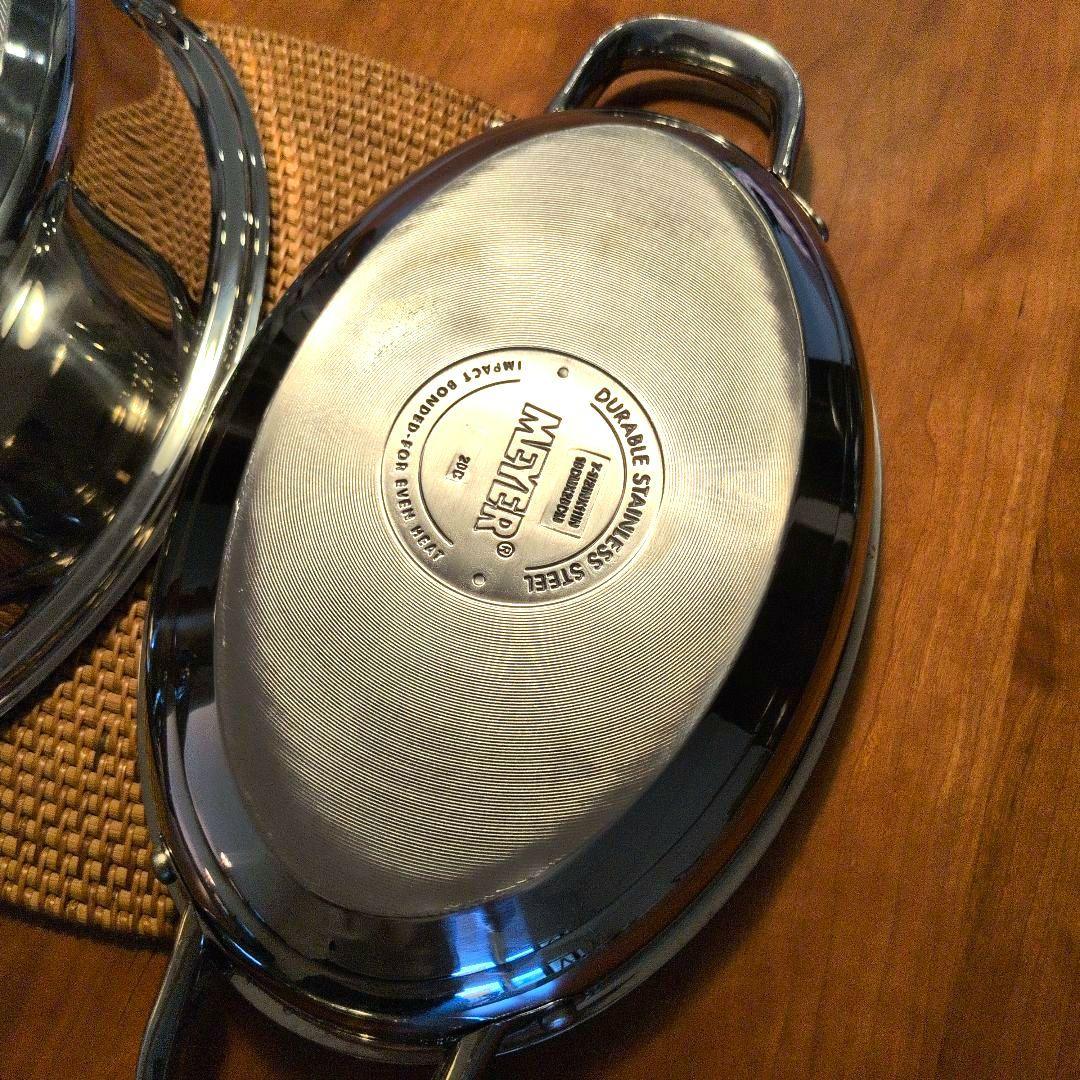 美品　 MEYER オールインワン オーバルパン グリルプレス＆中網付き！