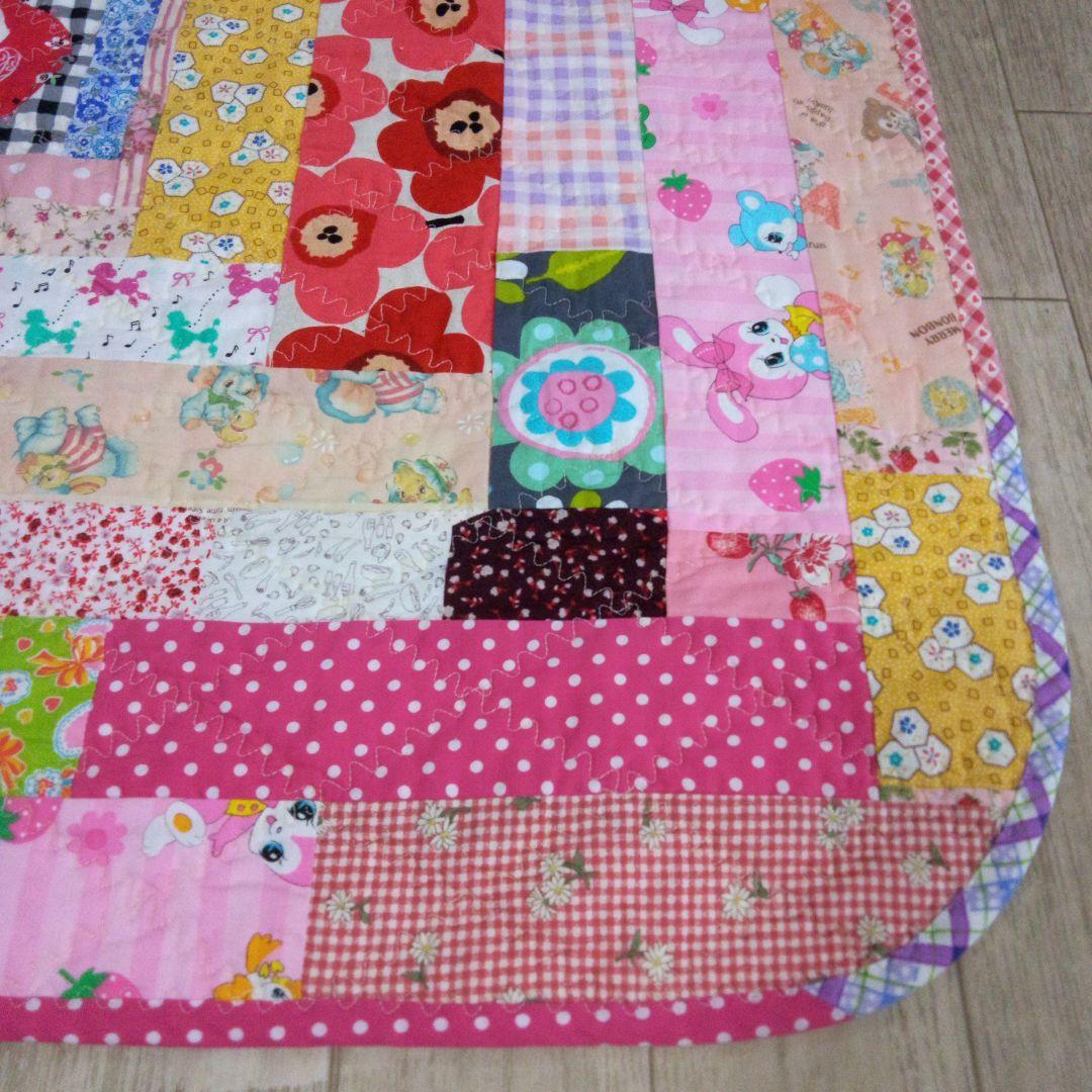 昭和レトロ　パッチワークキルトラグ