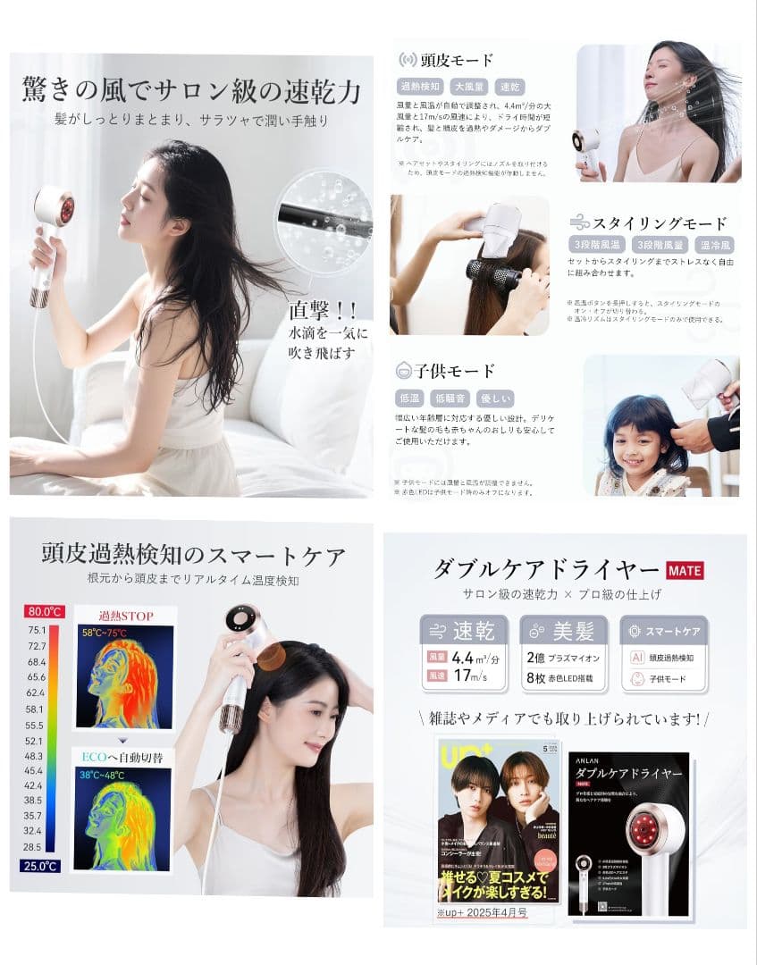 新品　ANLAN ダブルケアドライヤー　MATE プラズマイオン