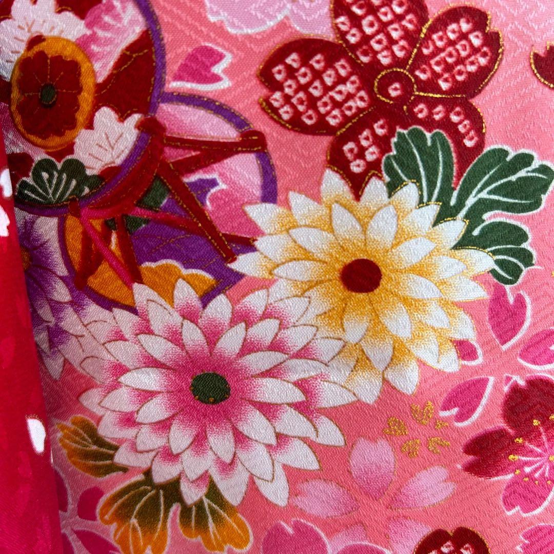 フルセット新品未使用　箱入り　七五三3歳　被布＆長着＆長襦袢＆小物　赤ピンク