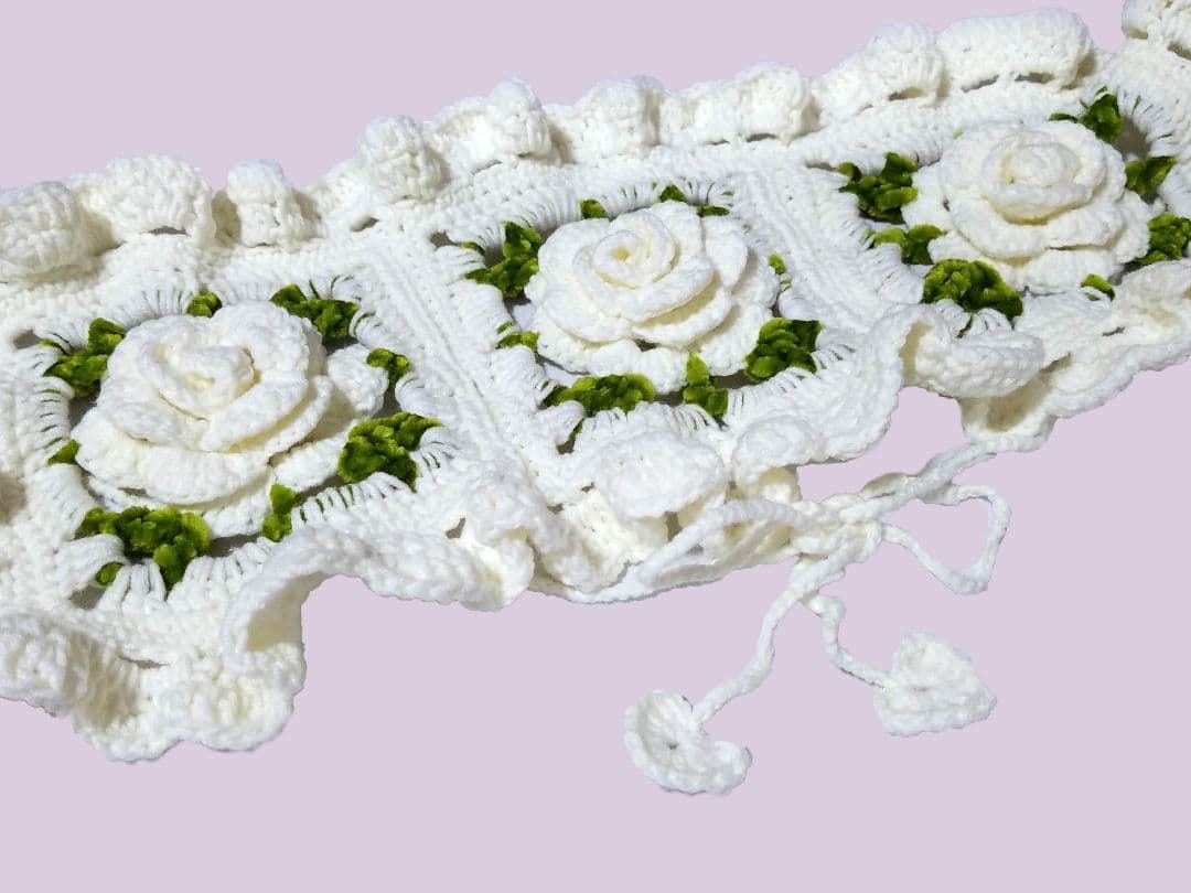 薔薇モチーフヘッドドレス＆つけ襟・ホワイト2点セット