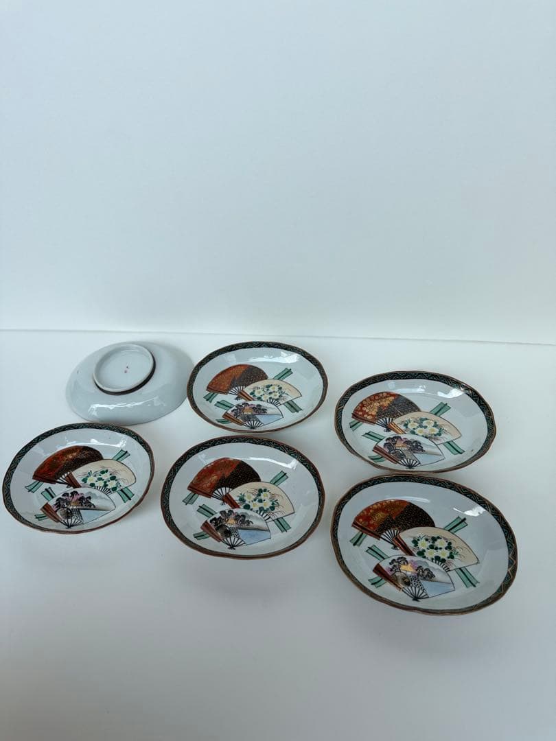 ✨美品✨ 華やか扇面絵柄 銘々皿 6枚セット 和食器 小皿 取皿 来客 九谷焼
