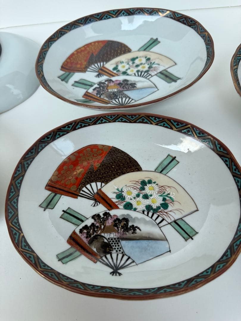 ✨美品✨ 華やか扇面絵柄 銘々皿 6枚セット 和食器 小皿 取皿 来客 九谷焼