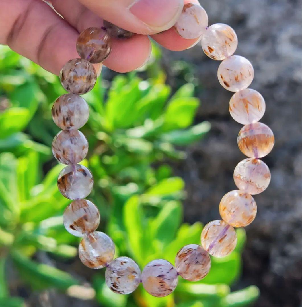 カコクセナイトインアメジスト スーパーセブン K00648 天然石ブレスレット