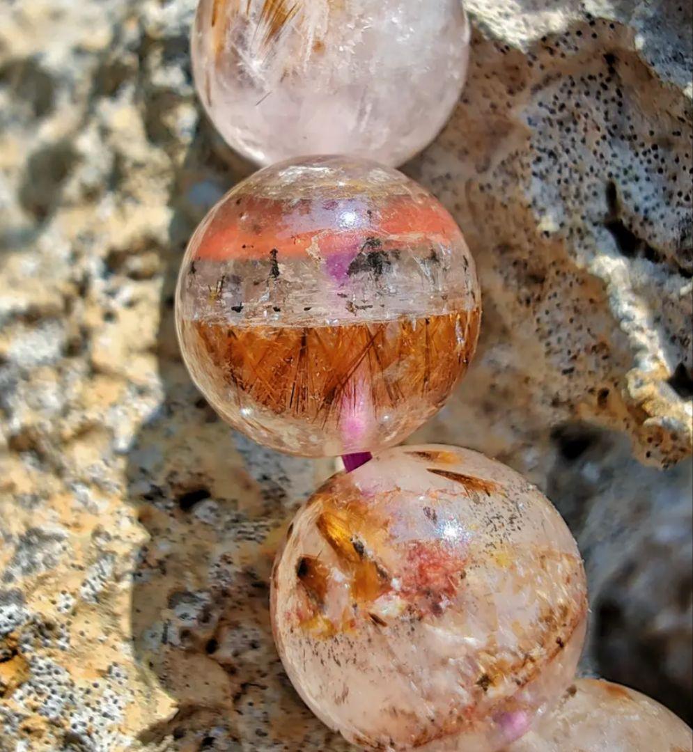 カコクセナイトインアメジスト スーパーセブン K00648 天然石ブレスレット